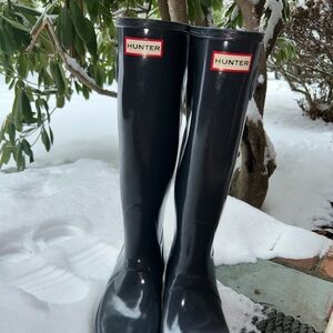 Hunter Glossy Navy Blue Tall Boots